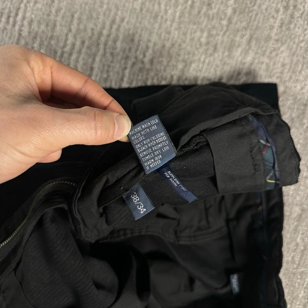 Polo Ralph Lauren Preston Pants Mens 38x34 Black Corduroy Trouser Vintage 90s‎